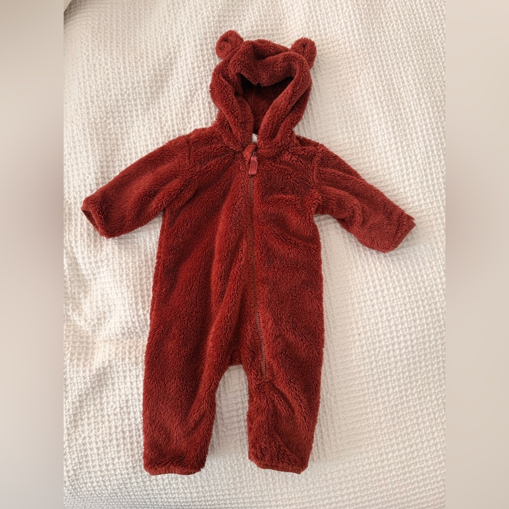 Hanna Andersson Reddish Brown Bear Fleece Footie 🐻 ADORABLE and WARM! Size 6-12M